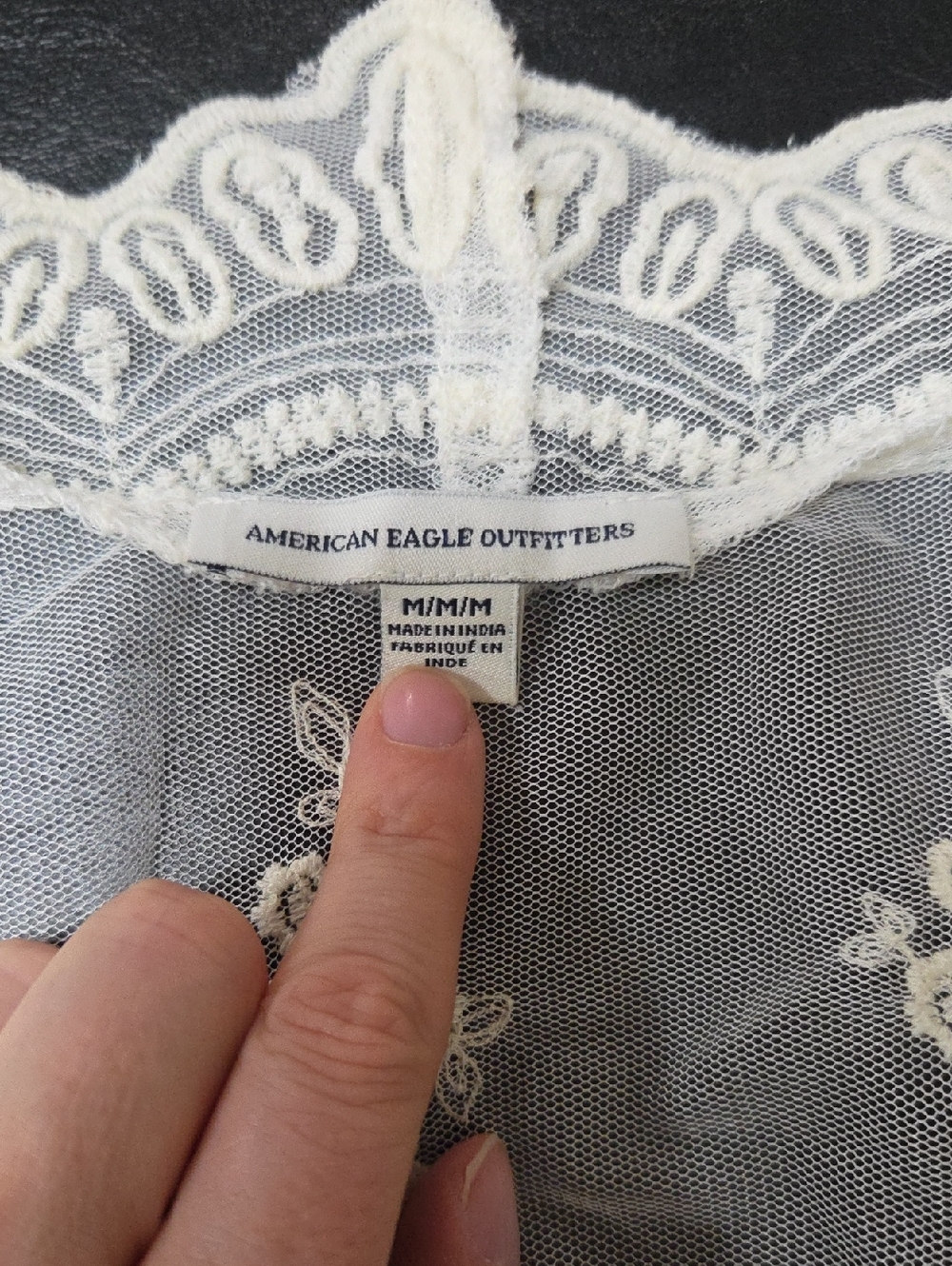 American Eagle Sheer White Lace Boho Kimono Cardigan Top Embroidered Medium M - Picture 4 of 8